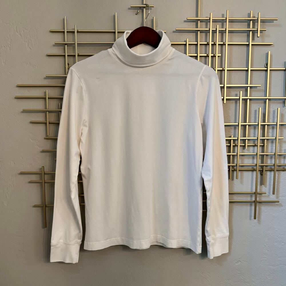 Cherokee Women’s White Cotton Stretch Turtleneck Long Sleeve Top M